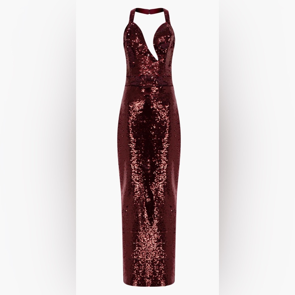 Sequin Halter Gown in Red